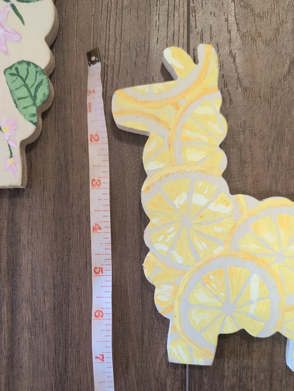 Llama Alpaca Shaped Wall Decor Set in Lemon Theme Hand Painted
